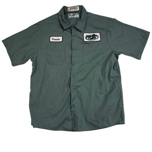 Auto Gator Ernesto Mechanic Work Shirt Spruce Green Large Gas Station  Retro